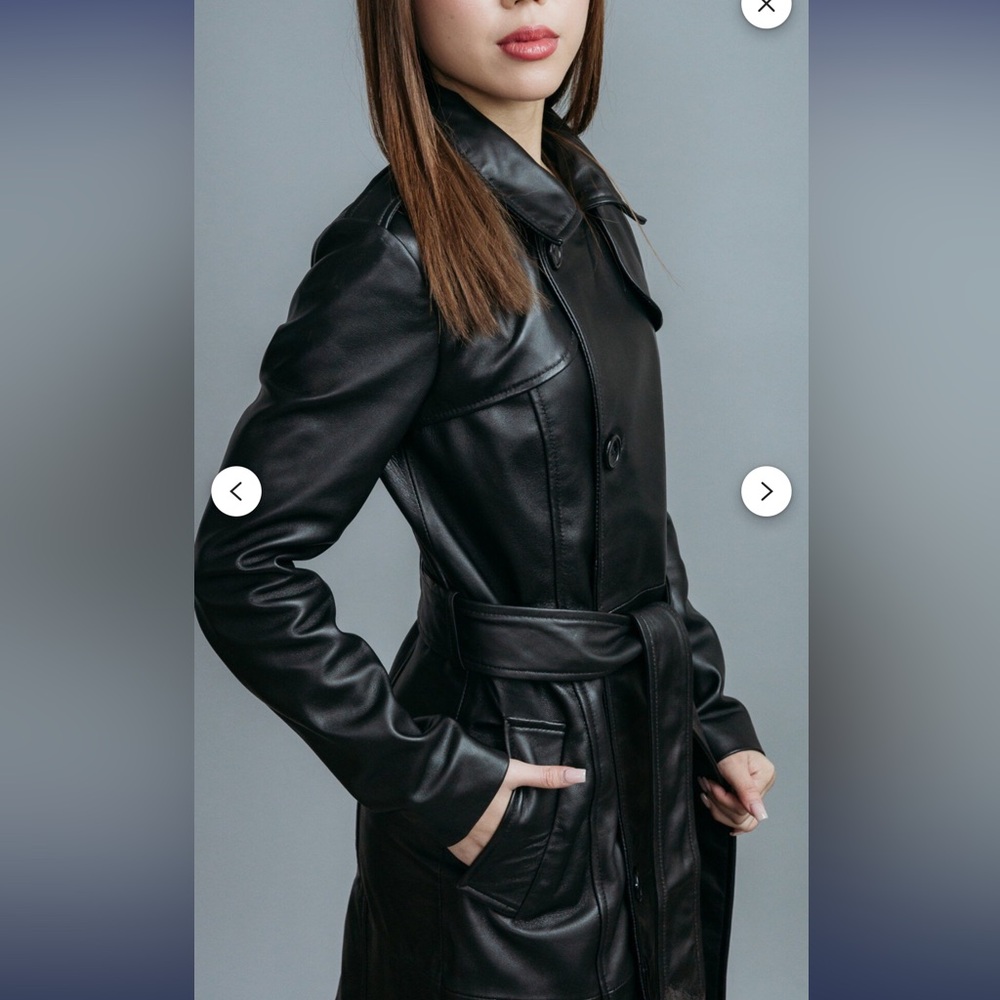 Peroye NWOT genuine leather lamb skin trench coat